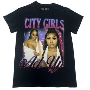 City Girls Act Up Black Graphic T-Shirt Small